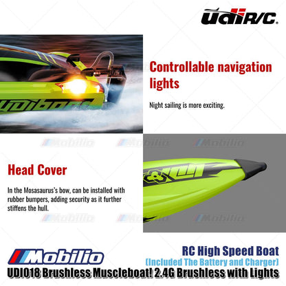 UDIR/C UDI018 Brushless Muscleboat! 2.4G Brushless with Lights RC High Speed Boat RTR