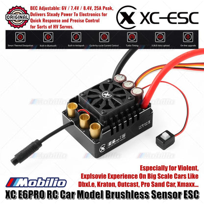 XC-ESC E6 PRO Brushless Sensored ESC untuk Mobil RC LiPo 3-8S 300A Berkelanjutan BEC 8A Puncak 25A