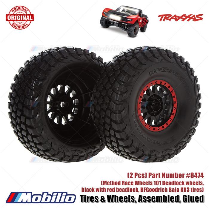 Traxxas Part #8474 Tires Wheels Assembled Glued Method Race Wheels 101 Beadlock Wheels BFGoodrich Baja KR3 Tires 2 Pcs