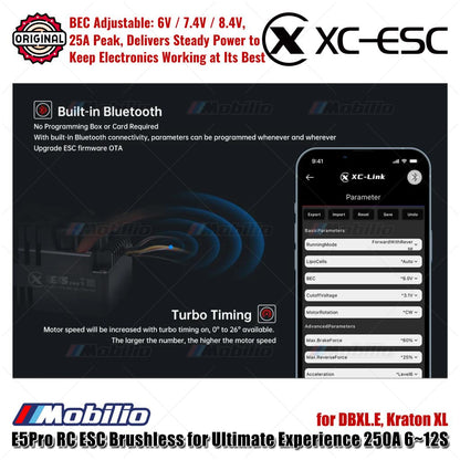 ESC Sensor Tanpa Sikat XC-ESC E5 PRO untuk Mobil RC LiPo 6-12S 250A Berkelanjutan BEC 8A Puncak 25A