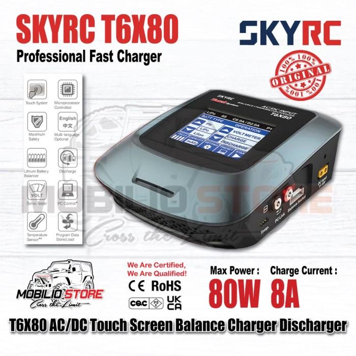 SKYRC T6X80 80W 8A AC/DC LCD Touch Charger Profesional LiPo/LiFe/Lilon
