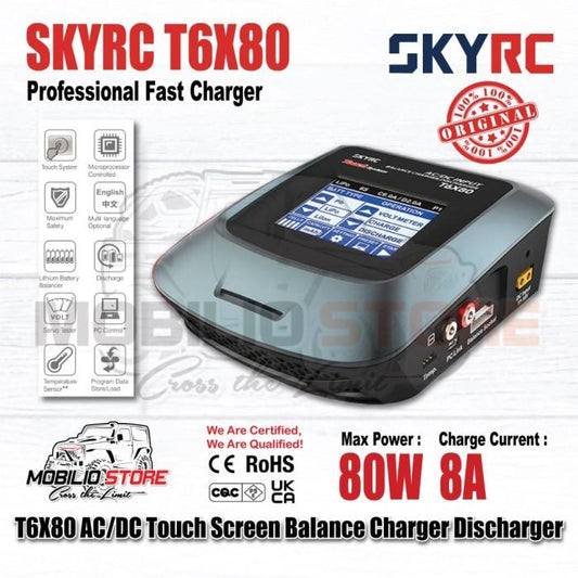 SKYRC T6X80 80W 8A AC/DC LCD Touch Charger Profesional LiPo/LiFe/Lilon