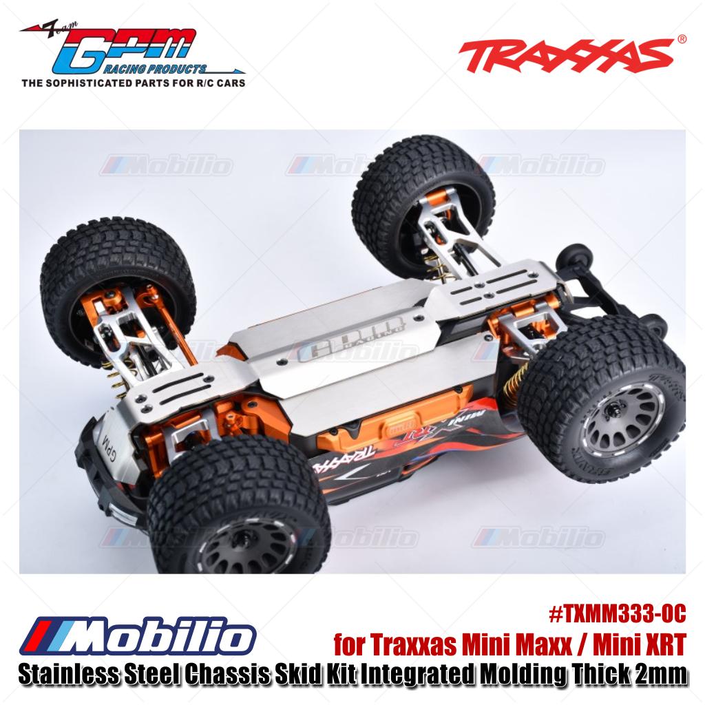 GPM Part #TXMM333-OC Stainless Steel Chassis Skid Kit Integrated Molding Thick 2mm for Traxxas Mini Maxx / Mini XRT Upgrade