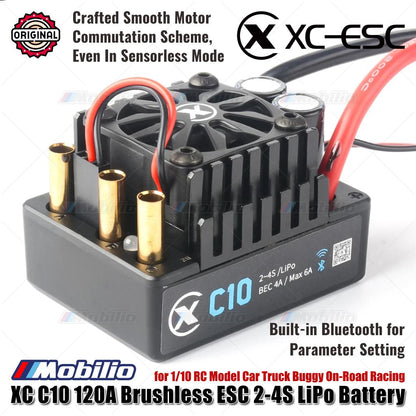 XC-ESC C10 120A Brushless ESC Baterai LiPo 2-4S untuk Mobil Model RC 1/10 Truk Buggy Balap On-Road
