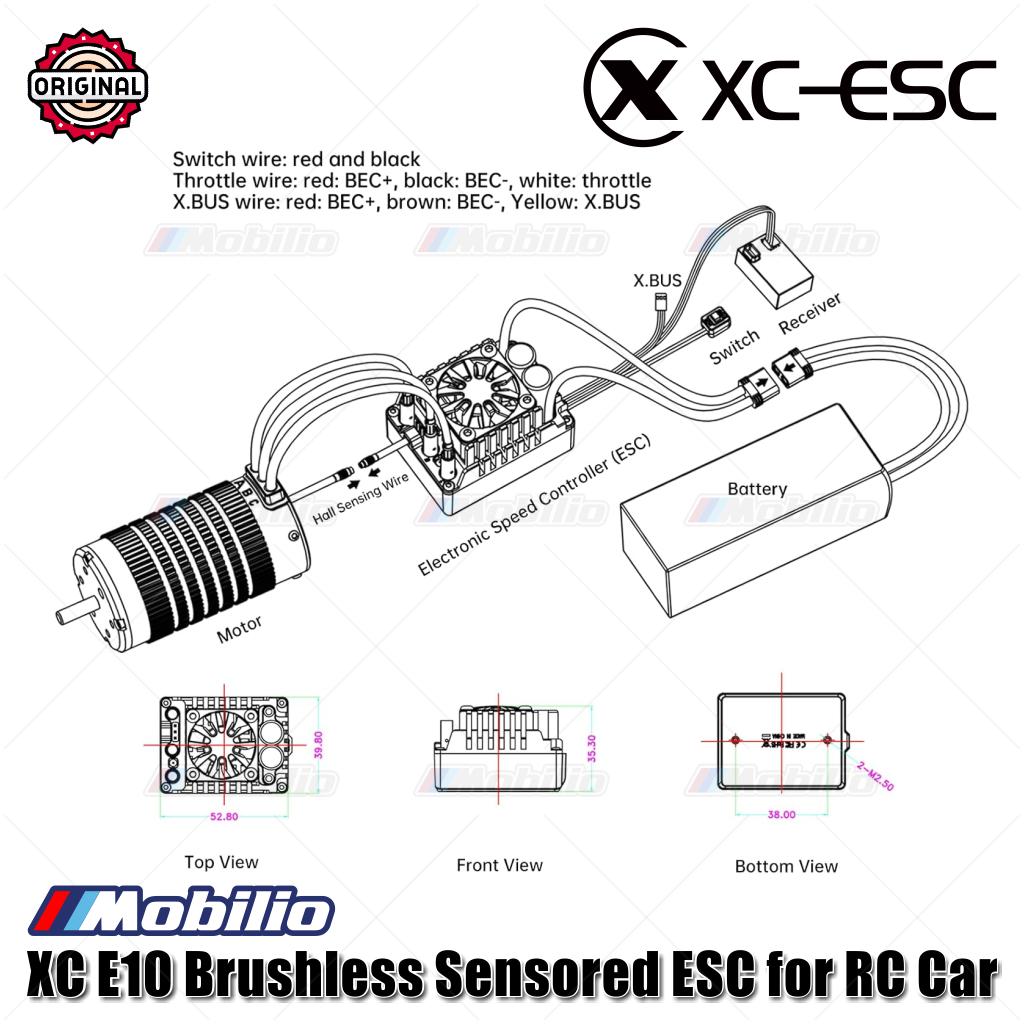 XC-ESC E10 Brushless Sensored ESC LiPo 2-4S 140A Kontinu BEC 5A 10A Puncak untuk Mobil RC 1/8 - 1/10