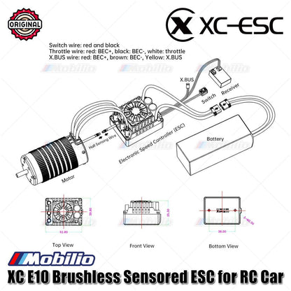 XC-ESC E10 Brushless Sensored ESC LiPo 2-4S 140A Kontinu BEC 5A 10A Puncak untuk Mobil RC 1/8 - 1/10