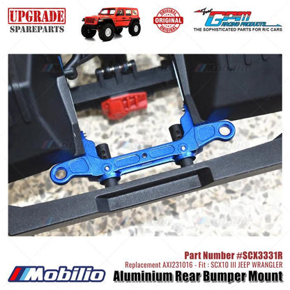 GPM Part #SCX3331R Aluminium Rear Bumper Mount Upgrade Axial SCX10 III Jeep Wrangler AXI231016 Replacement