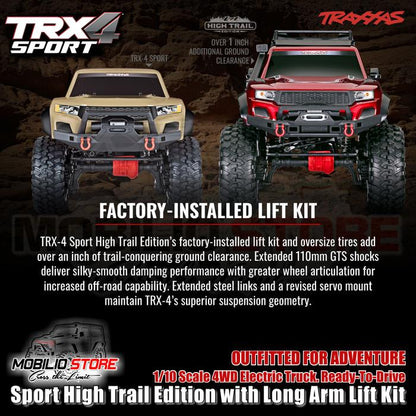 Traxxas 82044-4 TRX4 Sport High Trail Edition dengan Long Arm RC Crawler RTR 4WD Clipless