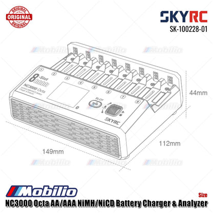 SkyRC NC3000 Pengisi Daya & Penganalisis Baterai NiMH/NiCD Octa AA/AAA SK-100228-01
