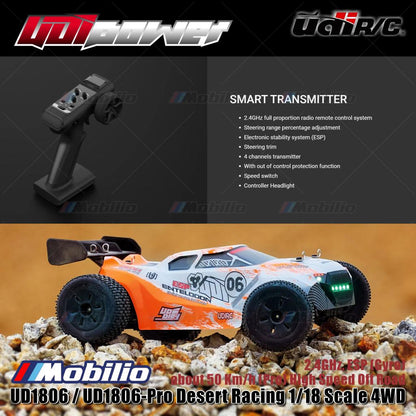 UDIR/C UD1806 / UD1806-Pro Desert Racing 1/18 Scale 4WD 2.4GHz ESP Gyro RC Car RTR