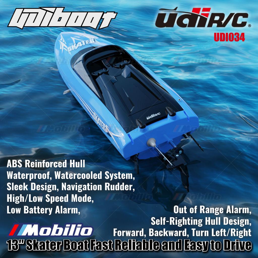 UDIR/C UDI034 13″ Skater Boat Fast Reliable and Easy to Drive Waterproof Self-Righting RC Kapal Perahu RTR