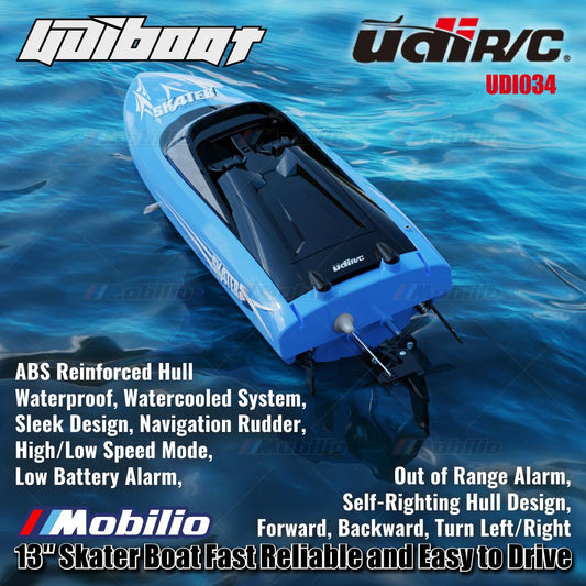 UDIR/C UDI034 13″ Skater Boat Fast Reliable and Easy to Drive Waterproof Self-Righting RC Kapal Perahu RTR