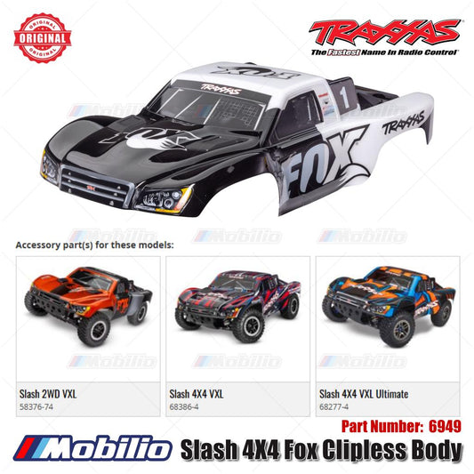 Traxxas Part #6949 Slash 4X4 Fox Clipless Body