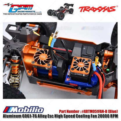 GPM Part #XRTM051FAN Aluminum 6061-T6 Alloy ESC High Speed Cooling Fan 20000 RPM (BL-2S: 3383 and Velineon VXL-3S: 3355R) for Traxxas 1/16 Mini XRT / Mini Maxx / 1/8 Jato 4X4 / 1/10 Slash Mudboss / Ford Fiesta ST Rally Upgrade Parts