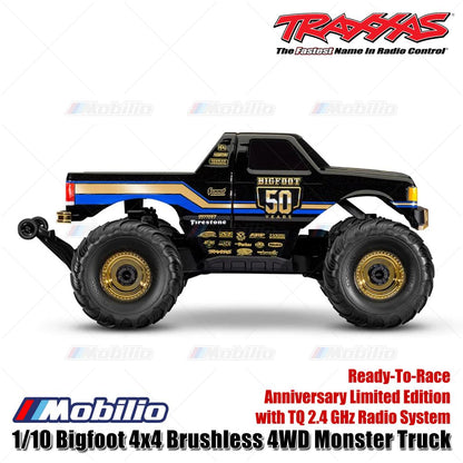 Traxxas 67134-1 1/10 Bigfoot 4x4 Brushless 4WD Monster Truck Edisi Terbatas Ulang Tahun ke-50 RTR EP dengan Sistem Radio TQ 2.4 GHz