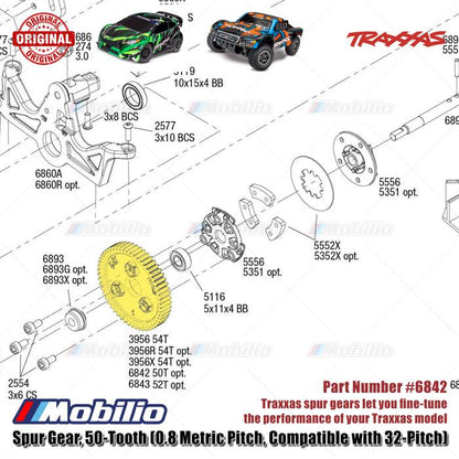 Traxxas Part #6842 Spur Gear 50-tooth 0.8 Metric Pitch Compatible with 32-pitch for RC Ford Raptor ST-Rally Rustler Slash Stampede