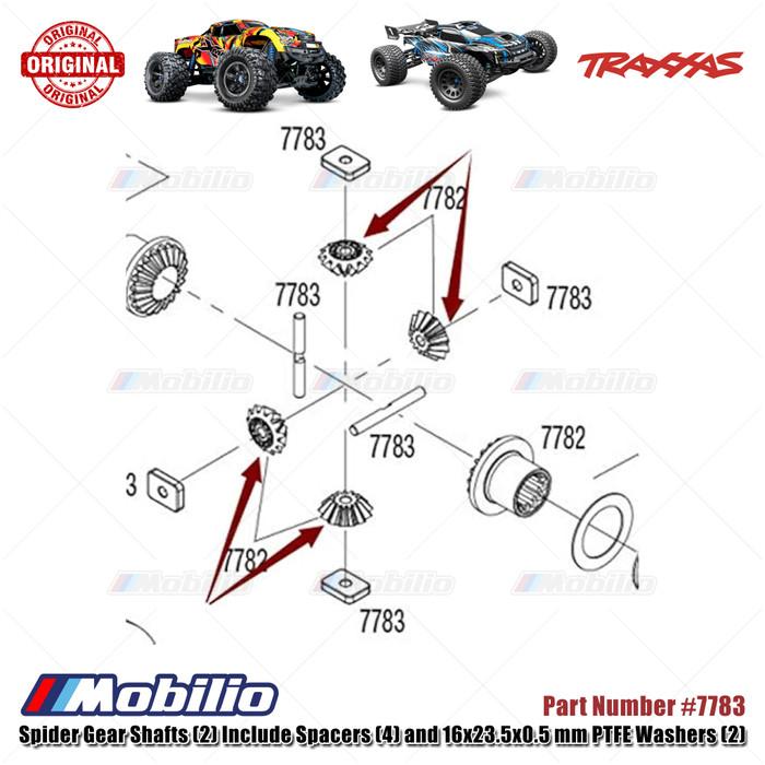Traxxas Part #7783 Spider Gear Shaft and Spacers for X-Maxx XRT Monster Truck