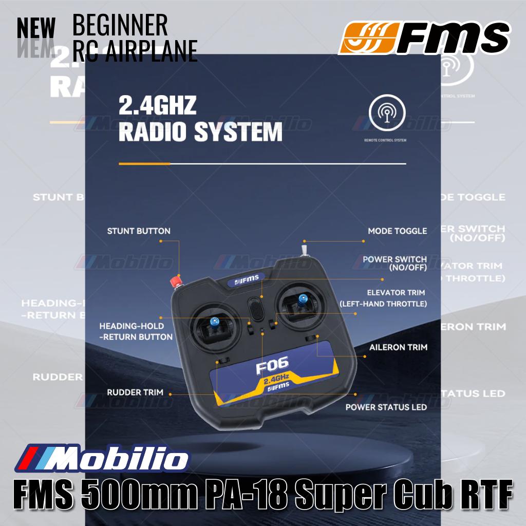 Pesawat RC Mikro FMS 500mm PA-18 Super Cub RTF Mudah Diterbangkan untuk Pemula