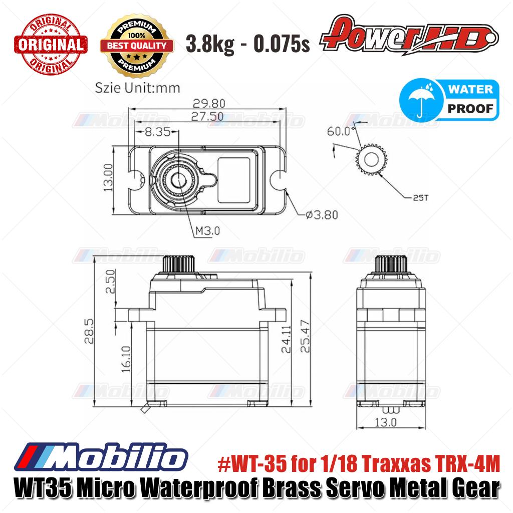 Power HD WT35 Micro Waterproof Brass Servo Metal Gear #WT-35 for 1/18 Traxxas TRX-4M