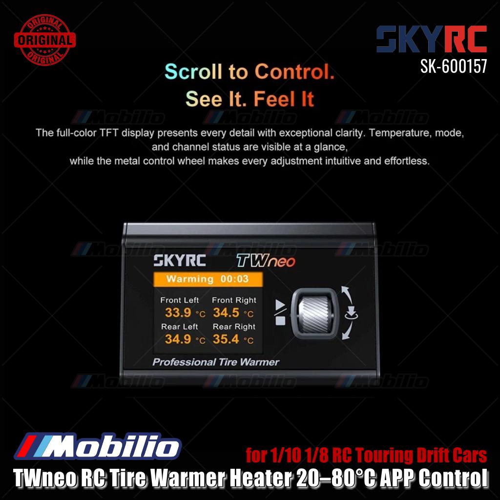 SkyRC #SK-600157 TWneo RC Penghangat Ban Pemanas 20–80℃ Kontrol Suhu 4 Roda Independen Kontrol Aplikasi untuk Ban Balap Mobil On-Road RC Skala 1/8 & 1/10