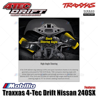 Traxxas 105247-4 4-Tec Drift Nissan 240SX S13 1/10 RWD with TQi 2.4 GHz Radio with Wireless Module Clipless Body RTR