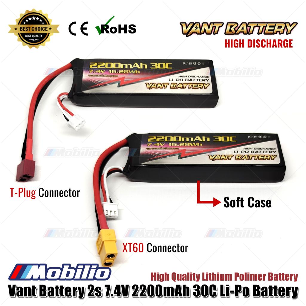 Baterai Vant 7.4V 2S 2200mAh 30C Lithium Polimer LiPo Soft Case