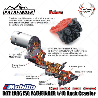 RGT EX86150 PATHFINDER 1/10 Jarak Sumbu Roda Panjang 355mm RC Adventure Crawler RTR