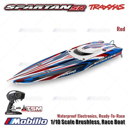 Traxxas 103076-4 Spartan SR Perahu Balap Brushless Skala 1/10 RC Tahan Air Elektronik Siap Balap