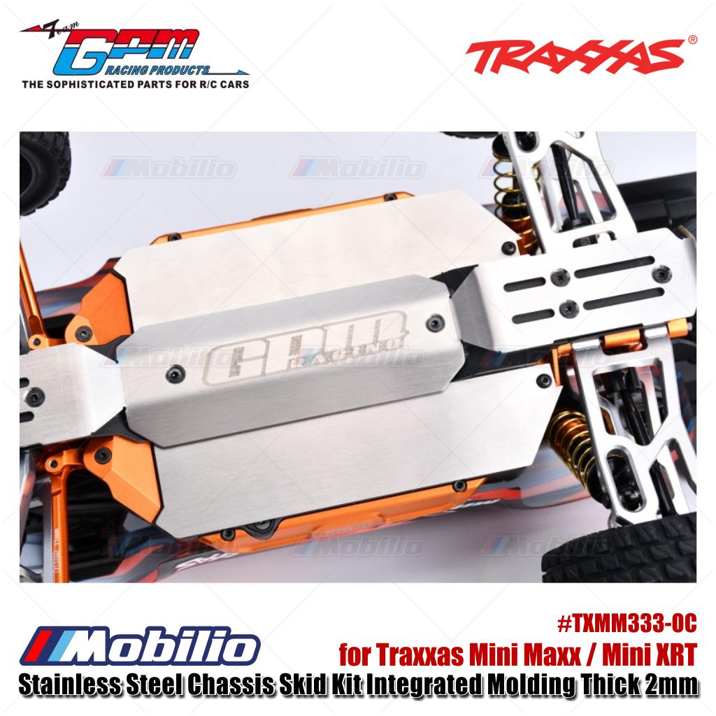 GPM Part #TXMM333-OC Stainless Steel Chassis Skid Kit Integrated Molding Thick 2mm for Traxxas Mini Maxx / Mini XRT Upgrade