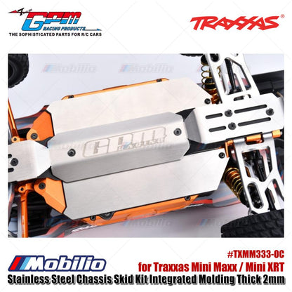 GPM Part #TXMM333-OC Stainless Steel Chassis Skid Kit Integrated Molding Thick 2mm for Traxxas Mini Maxx / Mini XRT Upgrade