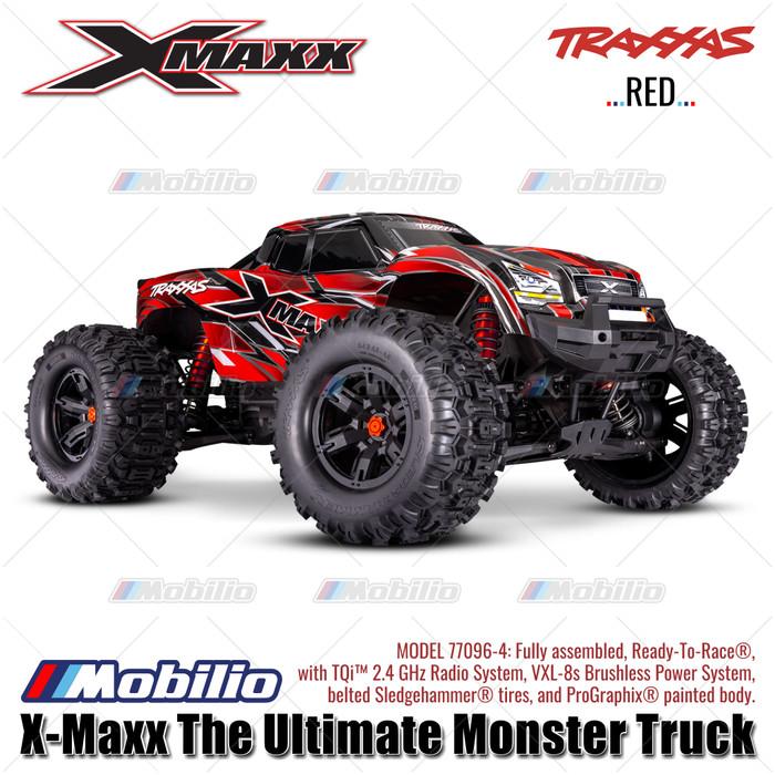 TRAXXAS 77096-4 Truk Monster X-maxx Xmaxx Skala 1/6 Baru dengan Ban Belted Sledgehammer, Motor Brushless 8s, Penggerak 4WD, TQI, TSM, Siap Pakai (RTR)