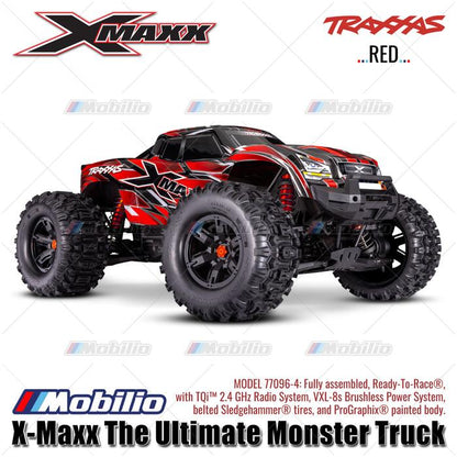 TRAXXAS 77096-4 Truk Monster X-maxx Xmaxx Skala 1/6 Baru dengan Ban Belted Sledgehammer, Motor Brushless 8s, Penggerak 4WD, TQI, TSM, Siap Pakai (RTR)