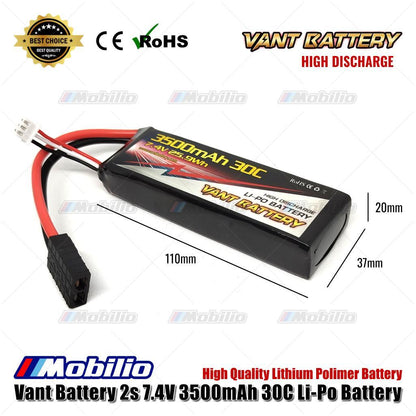 Baterai Vant 2s 7.4V 3500mAh 30C Li-Po Konektor TRX Kualitas Tinggi untuk Mobil RC Traxxas