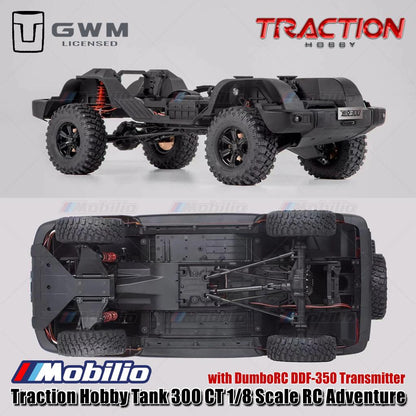 Traction Hobby Tank 300 CT 1/8 Skala RC Adventure Tank300-CT dengan Pemancar DumboRC DDF-350 Remote Control RTR