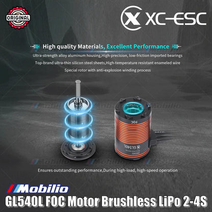 XC-ESC GL540L Sensored FOC Motor Brushless LiPo 2-4S untuk Mobil Crawler Skala 1/10 dengan Torsi Kecepatan Rendah yang Bertenaga dan Tahan Air IP67
