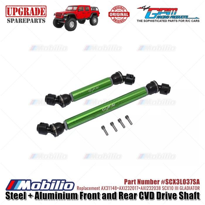 GPM Part #SCX3L037SA Steel & Aluminium Front Rear CVD Drive Shaft Upgrade RC Axial SCX10 III Jeep Gladiator Remote Motor Control Toy