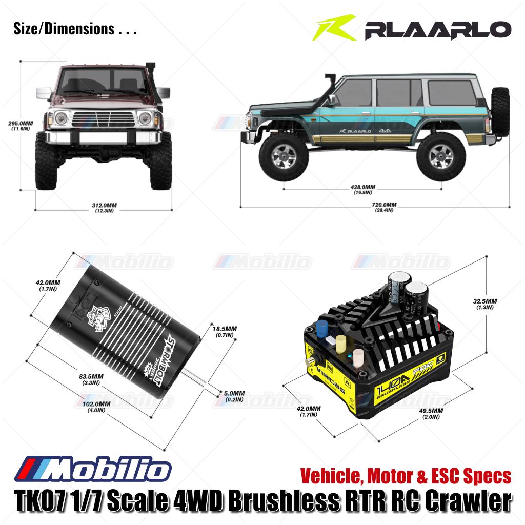 Rlaarlo TK07 Skala 1/7 4WD Brushless RTR 2.4GHz RC Crawler Adventure Off-Road Remote Control
