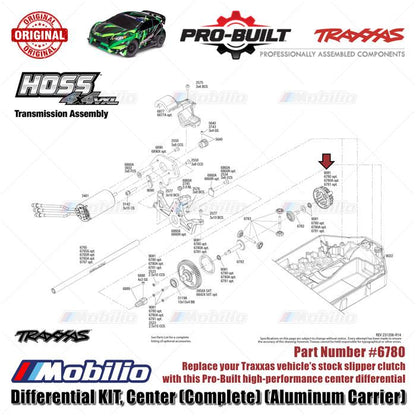 Traxxas Part #6780 Pro-Built High-Performance Center Differential with 54-tooth 32-pitch Steel Spur Gear for Ford Raptor Slash Hoss Rustler Stampede