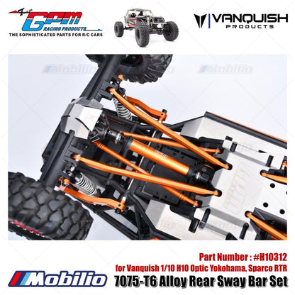 GPM Part #H10312 7075-T6 Alloy Rear Sway Bar Set for Vanquish 1/10 H10 Optic Yokohama Sparco RTR