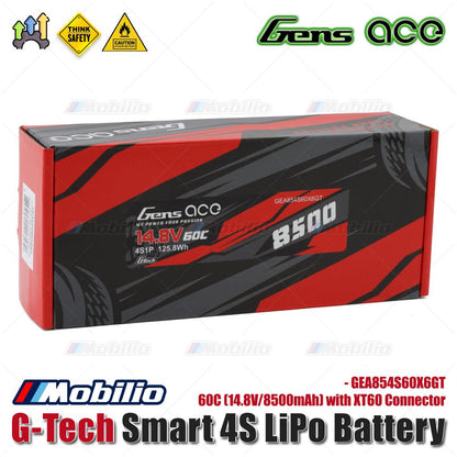 Baterai LiPo Gens Ace G-Tech Smart 4S 60C (14.8V/8500mAh) dengan Konektor XT60 - GEA85004S60X6