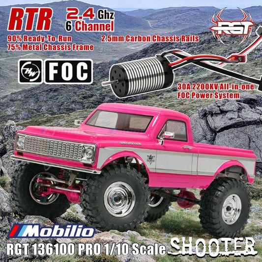 RGT 136100 PRO Shooter Mobil RC Crawler Petualangan Tanpa Sikat LCG FOC Skala 1/10