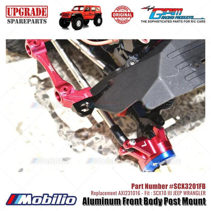 GPM Part #SCX3201FB Aluminum Front Body Post Mount Axial SCX10 III Jeep Wrangler AXI231016 Replacement