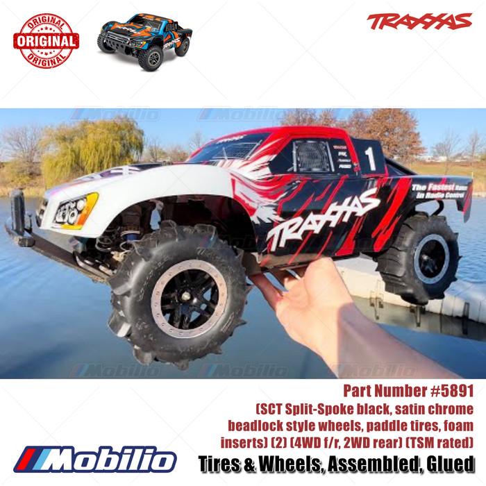 Traxxas Part #5891 Tires & Wheels Assembled Glued Paddle Tires Foam Inserts 2Pcs TSM Rated for RC 1/10 Scale Ford Raptor Slash