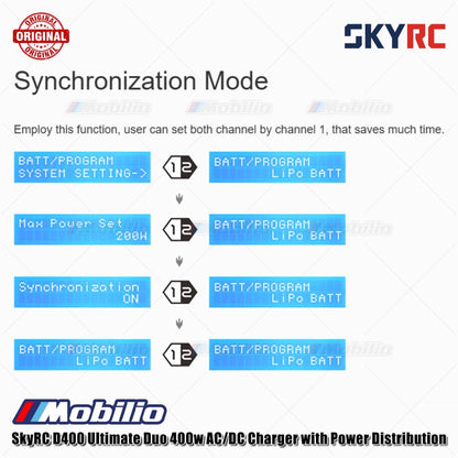 SkyRC D400 Ultimate Duo 400w AC/DC Charger dengan Distribusi Daya SK-100123
