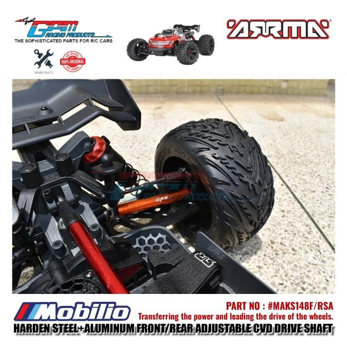 GPM Part #MAKS148F/RSA Hard Steel+Aluminum Front/Rear Adjustable CVD Drive Shaft RC Upgrade Arrma Kraton 4X4 4S BLX