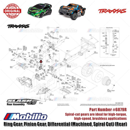 Traxxas Part #6879R Spiral-Cut 37T Ring and 13T Pinion Differential Gear Sets a Solid Block of Steel for Ford ST-Rally Slash Rustler Stampede XO-1