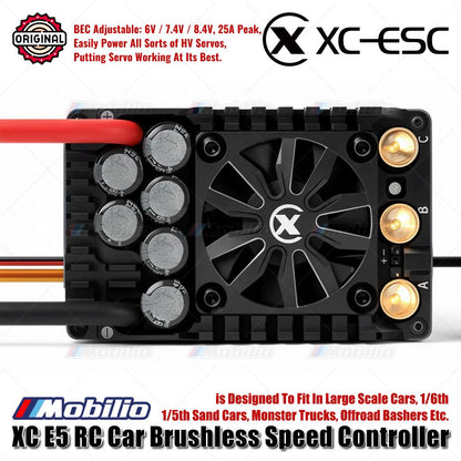 XC-ESC E5 ESC Tanpa Sikat Terdeteksi untuk Mobil RC LiPo 6-12S 200A Kontinu BEC 8A 25A Puncak