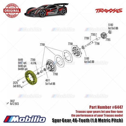 Traxxas Part #6447 Spur Gear 46T 1.0 Metric Pitch for RC XO-1 E-Revo Maxx