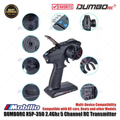 Dumborc X5 2.4Ghz 5 Channel RC Transmitter with Receiver P6F Waterproof Version Available for RC Car Boat Tank All Types of RC Models