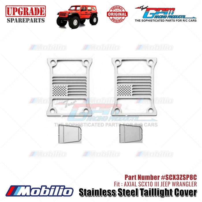 GPM Part #SCX3ZSP8C Stainless Steel Taillight Cover Accessories Axial SCX10 III Jeep Wrangler